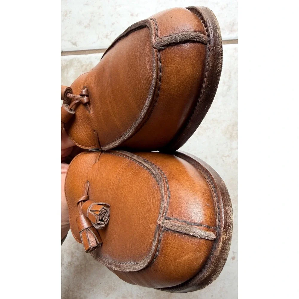 David & Joan Couture Mens Tan Leather Tassel Loafers Size 10.5 Dress Shoes